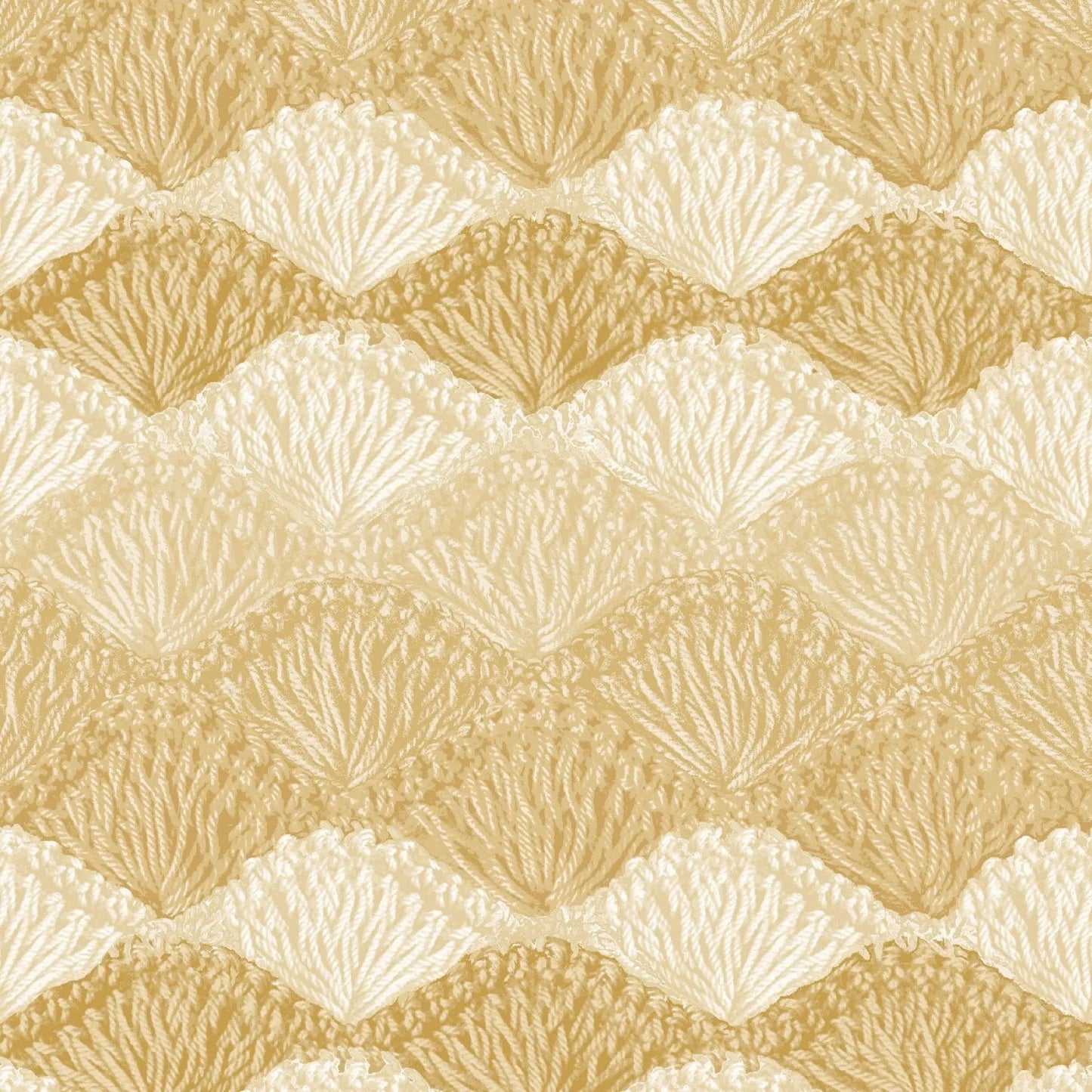 Natural Crochet Tan Shell Stitch Cotton Fabric Per Yard