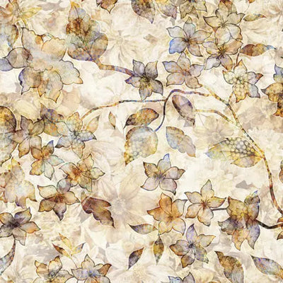 Natural Tonal Floral Wideback Cotton Fabric - Premium Quality