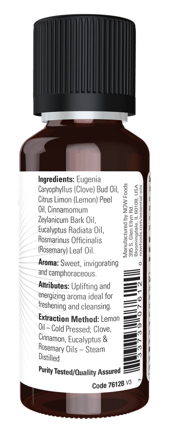 Nature’s Shield Essential Oil Blend – Clove, Lemon, Cinnamon, Eucalyptus & Rosemary | NOW® Solutions
