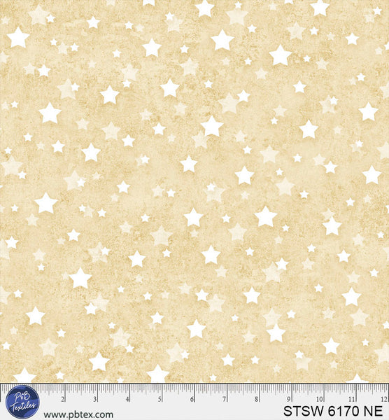 Neutral Cream Star Spangled 108" Cotton Wideback Fabric