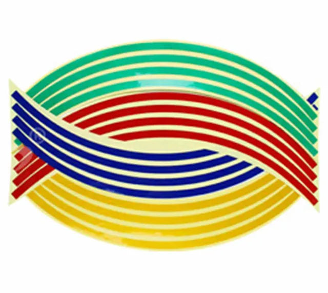 16 Piezas de Cinta Reflectante para Llantas de Autos y Motocicletas - 5 Colores