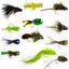 Set de pesca con mosca Ultimate Bass Bug: 12 poppers y señuelos premium