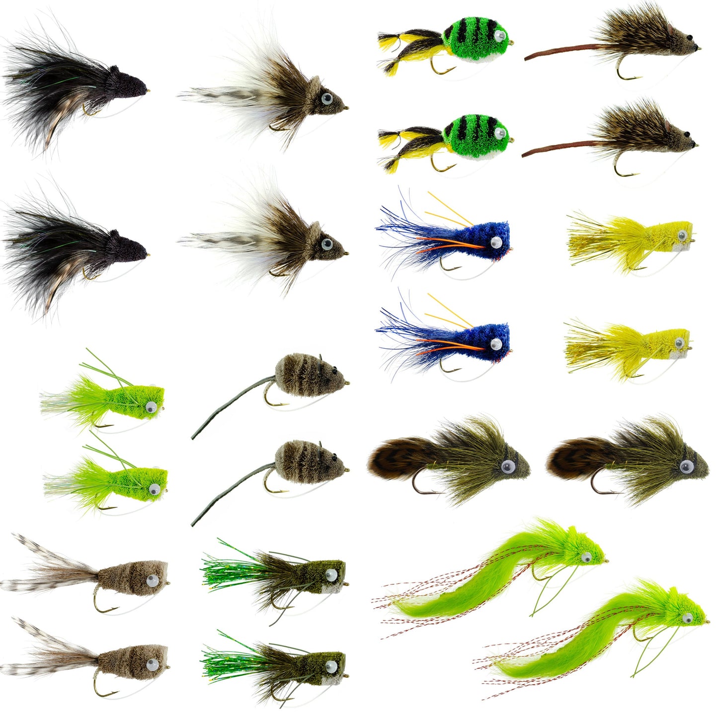Colección Ultimate Bass Bug Fly: 24 moscas premium para lubina: poppers, divers y más