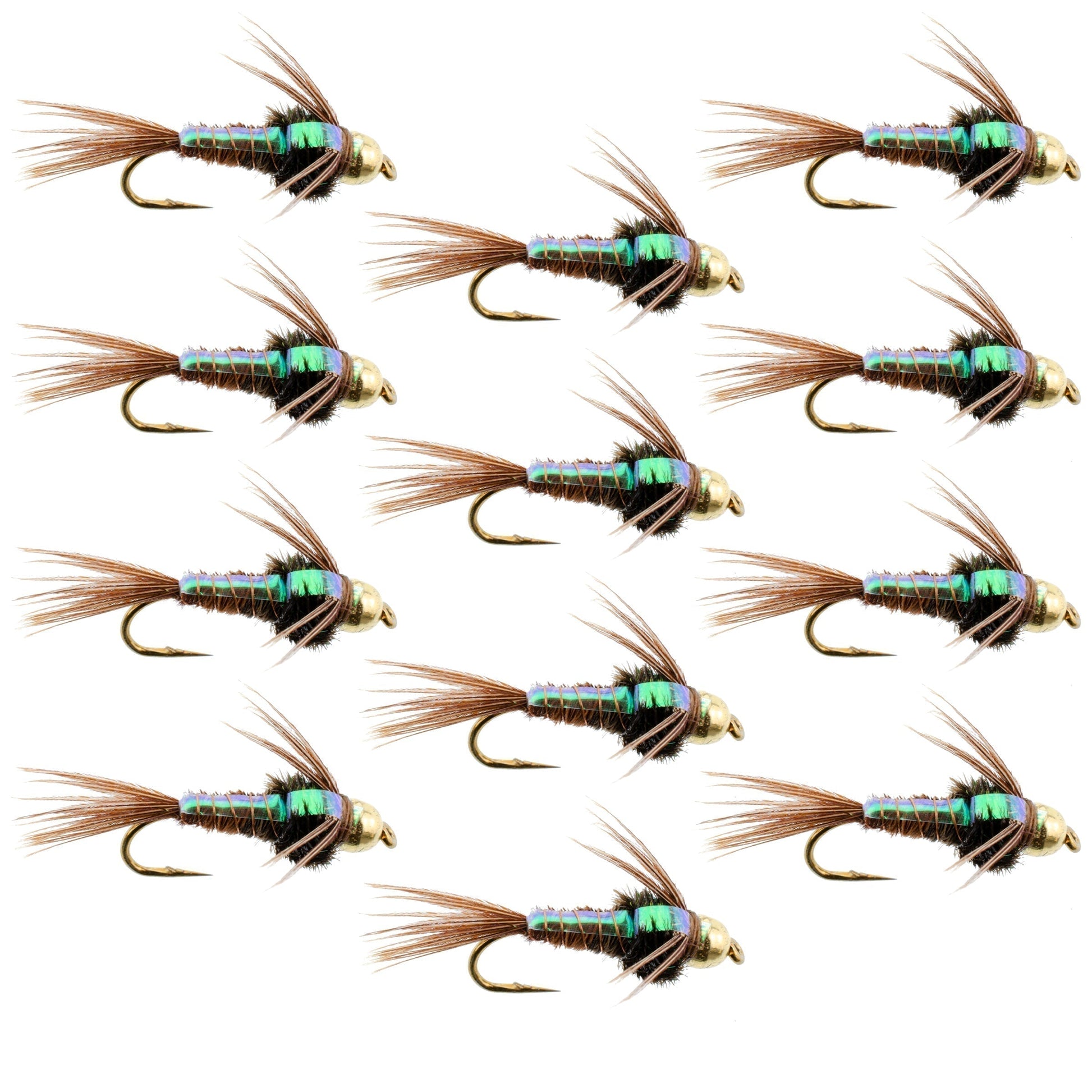 Premium Tungsten Bead Head Flashback Pheasant Tail Nymphs - 12 Pack, Size 16 - Korvel