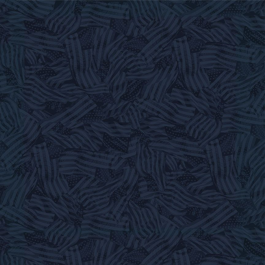 Tissu en coton à motifs de drapeaux tonals ondulés de nuit - Chemin vers la liberté