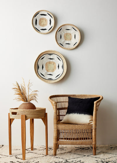 Nolyia White Flat Basket - Artisan Crafted Elegance