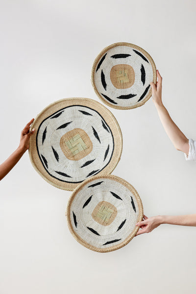 Nolyia White Flat Basket - Artisan Crafted Elegance