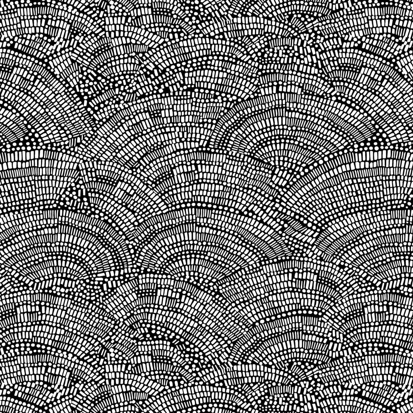 Not So Black and White Mosaic Fan Cotton Wideback Fabric