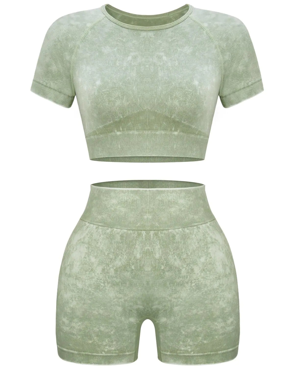 OLCHEE Women's Seamless Acid Wash Yoga Set - Coffee, Small