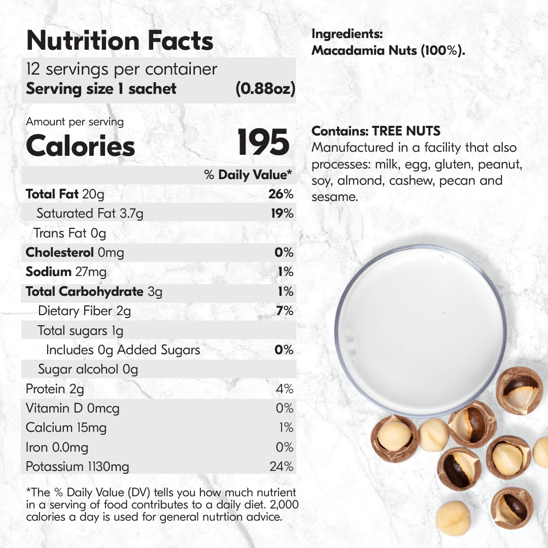 Leche de Macadamia Premium 100% (12 Paquetes)