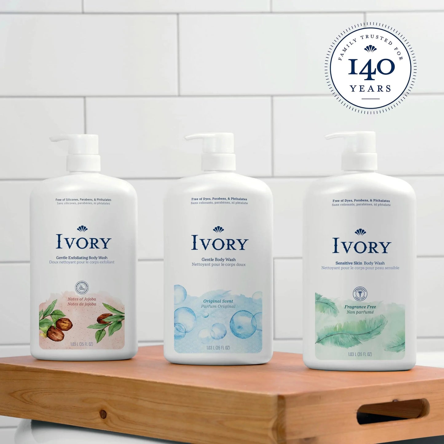 Gel Douche Doux Ivory - Scent Original, 35 oz, Adapté à Toute la Famille