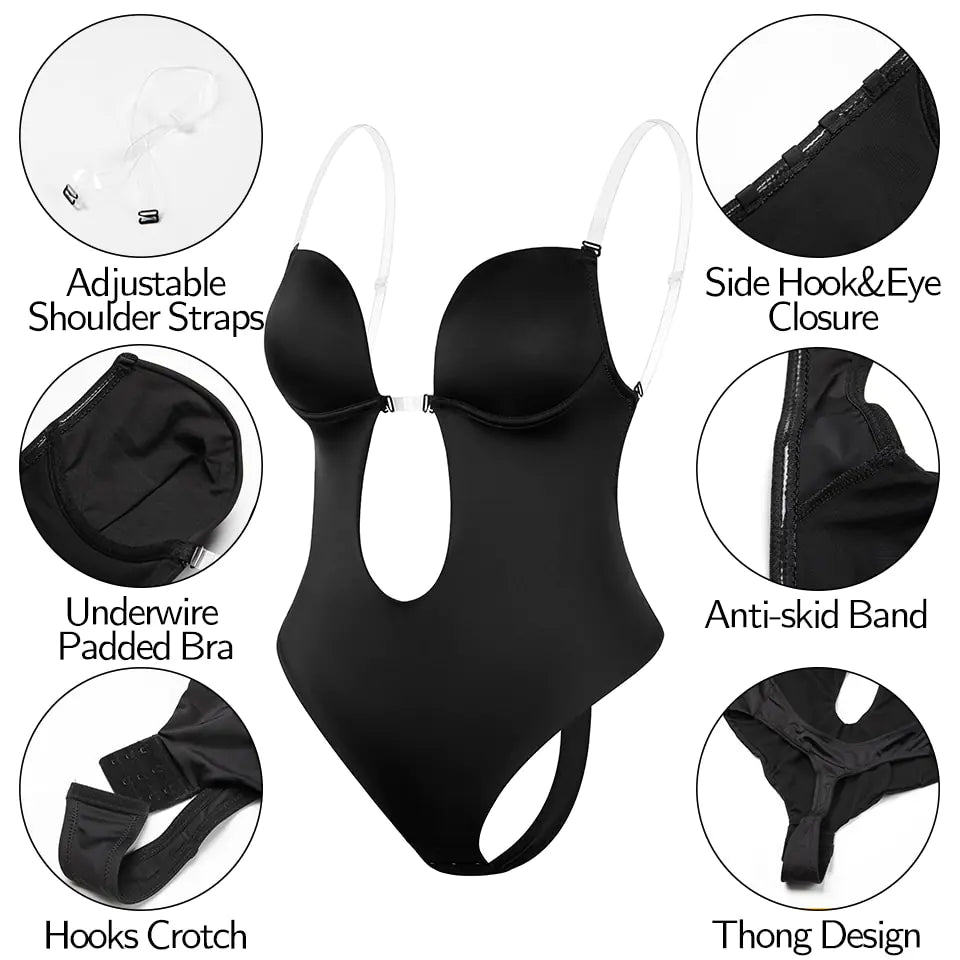 Deep V-Neck Shapewear Bodysuit for Women