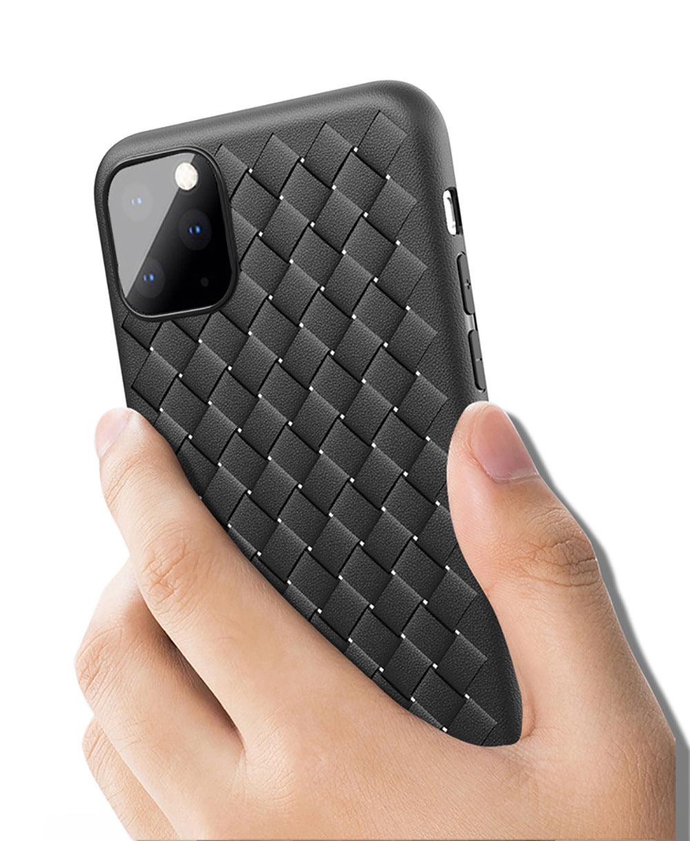 Coque de téléphone en cuir élégant en maille pour modèles d'iPhone
