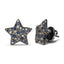 Boucles d'oreilles étoile en or blanc 18K plaqué rhodium noir avec diamants et saphirs bleus