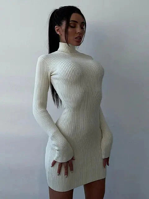 Maxi Cuello Alto: Vestido de Suéter Elegante