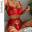 Ensemble de lingerie en dentelle rouge Ellolace pour femmes