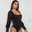 Bodycon à col carré ajusté avec manches en maille