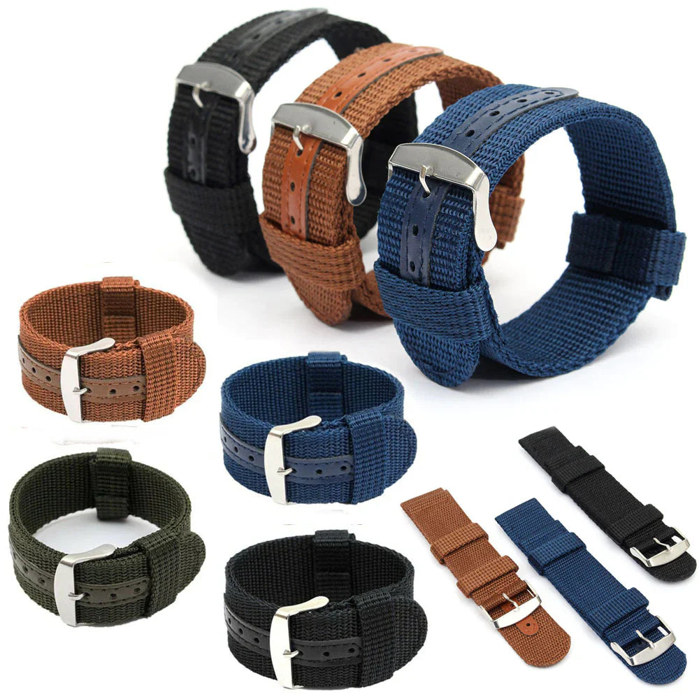 Bracelet de montre en nylon canvas militaire premium - 18mm à 24mm