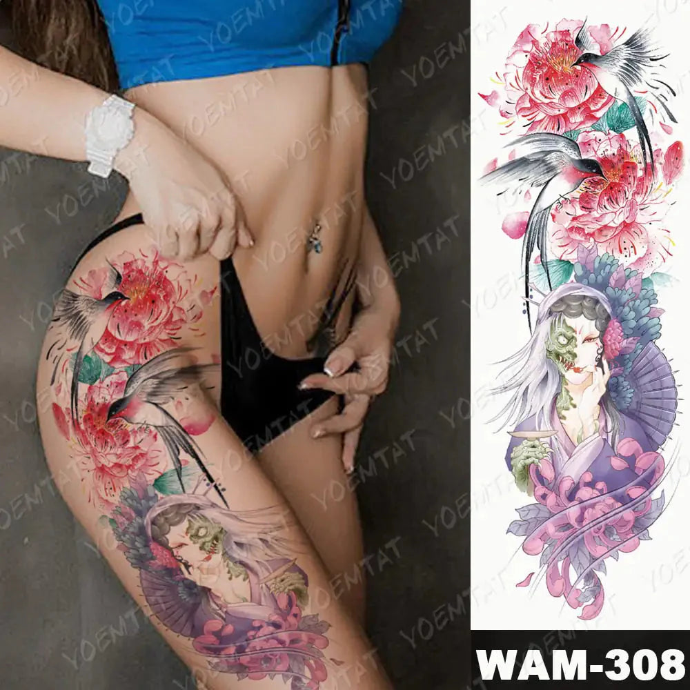 Vibrant Full Temporary Tattoo Watercolor Sheets