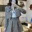 Conjunto de Blazer y Falda de Houndstooth con Estilo
