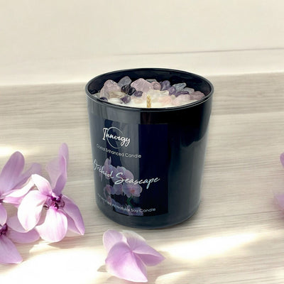 Enchanting Orchid Seascape Crystal Candle | 9oz Coconut-Soy Wax