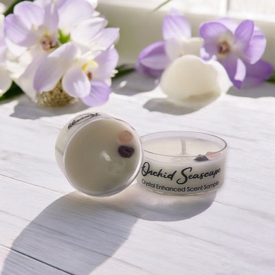 Orchid Seascape Crystal Candle - Premium Coconut-Soy Wax Tea Light, 1oz - Korvel