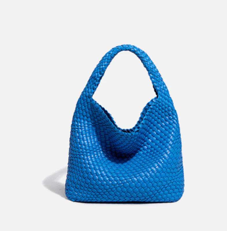 Bolso de Cubo de Cuero Suave Tejido a Mano para Mujeres