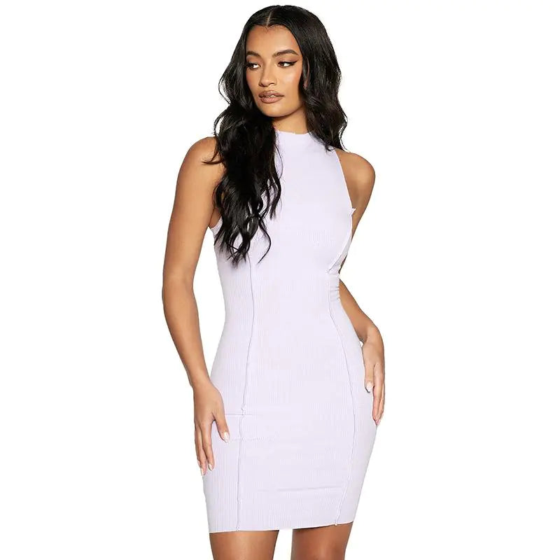 Vestido de Verano Bodycon Sin Mangas de Canalé para Mujeres