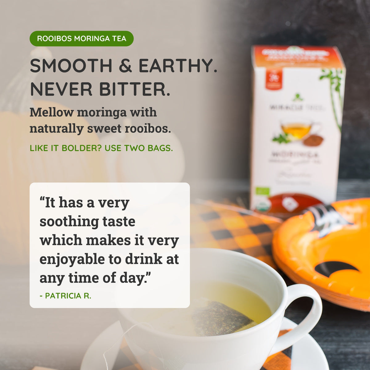 Organic Moringa Tea with Rooibos - 25 Wrapped Tea Bags