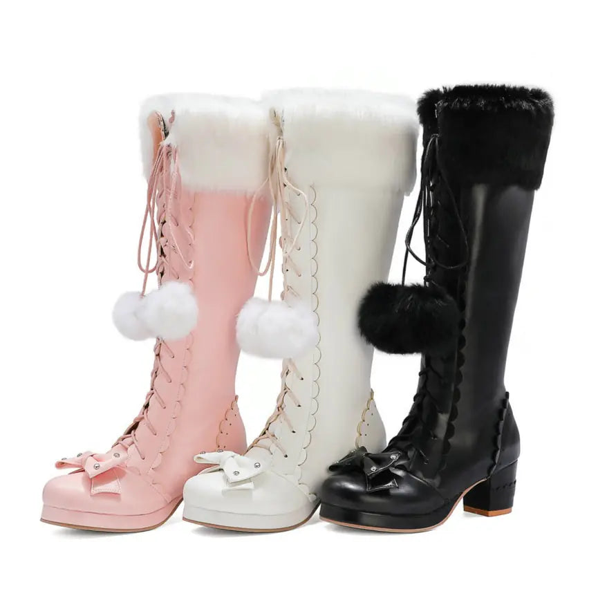 Premium Winter Fur High Boots for Chic Style