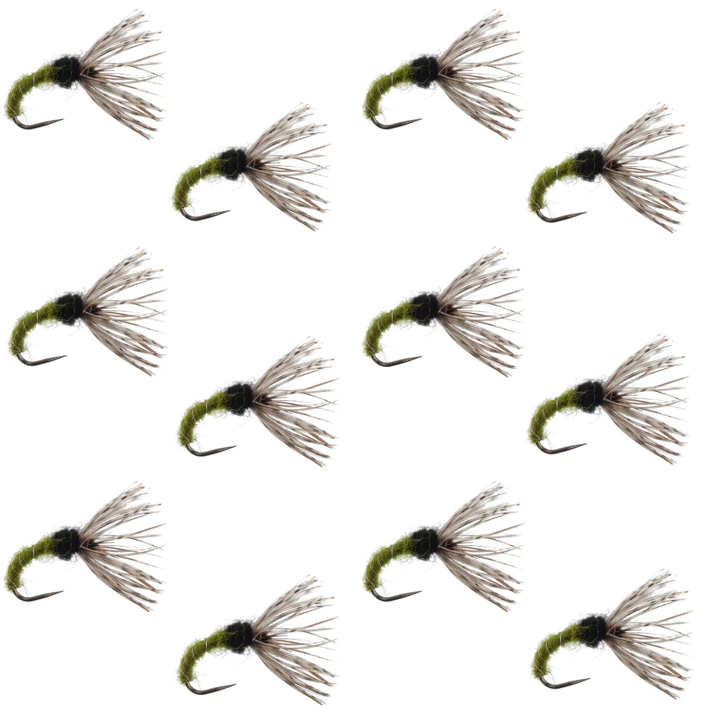 Olive Zebra Sakasa Kebari - 12 Tenkara Flies - Size 16 - Korvel