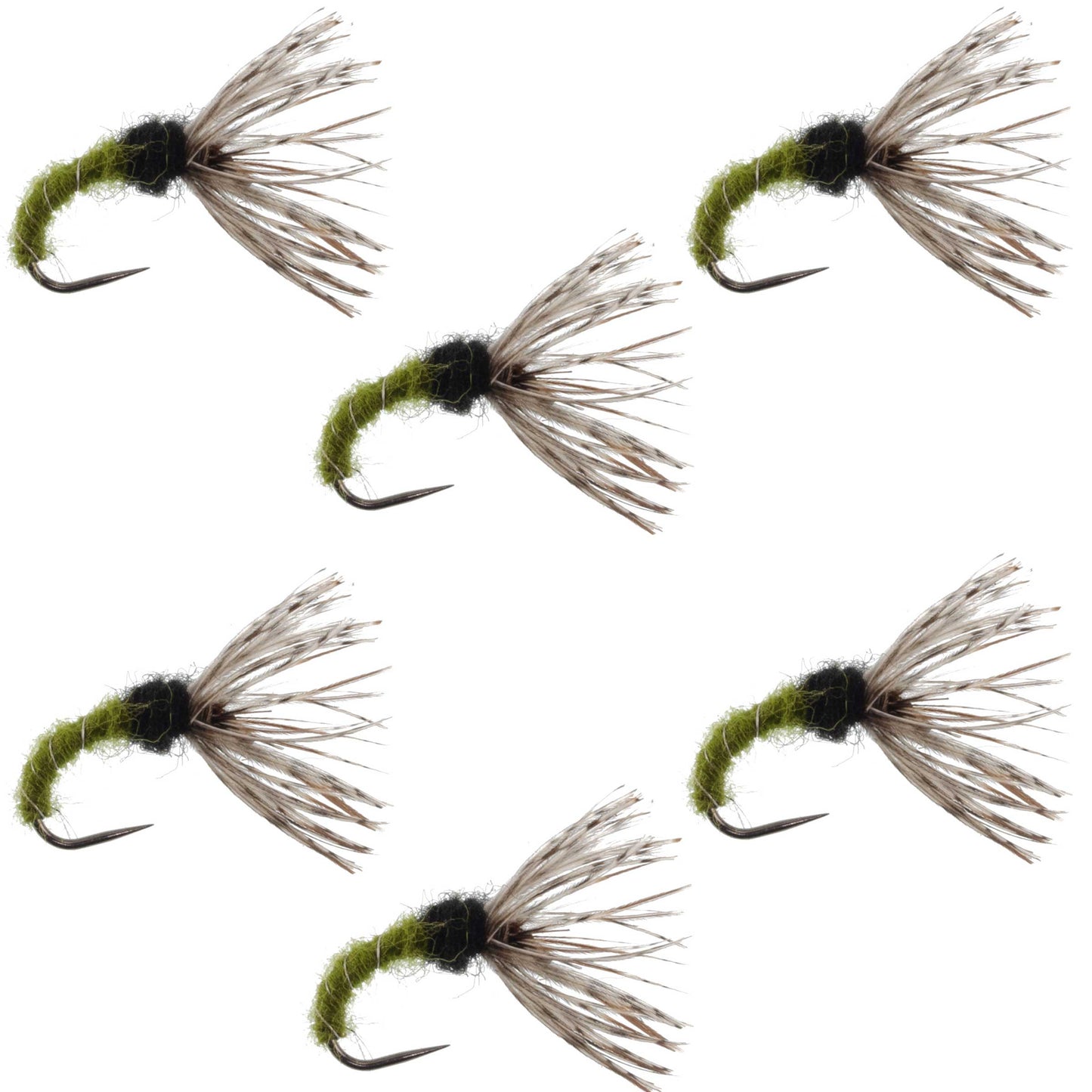 Olive Zebra Sakasa Kebari - 6 Tenkara Flies - Size 14 - Korvel