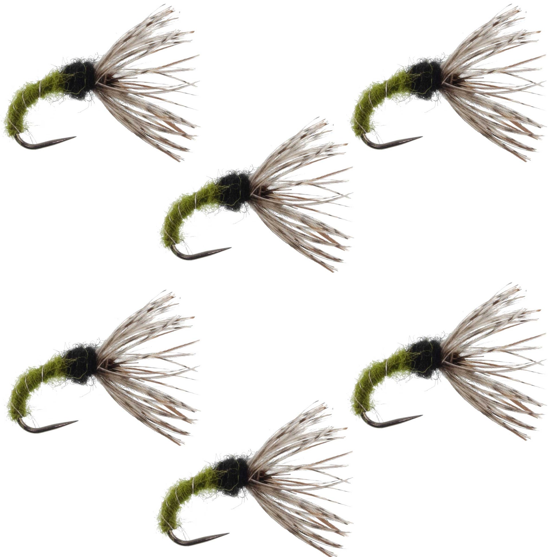Olive Zebra Sakasa Kebari - 6 Tenkara Flies - Size 14 - Korvel