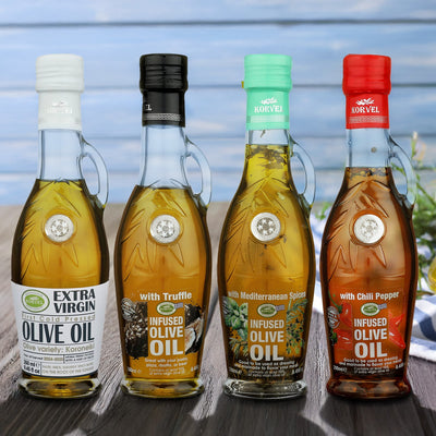 KORVEL Greek Extra Virgin Olive Oil Collection, Amphora 8.45 fl oz (250ml) - 4 pack