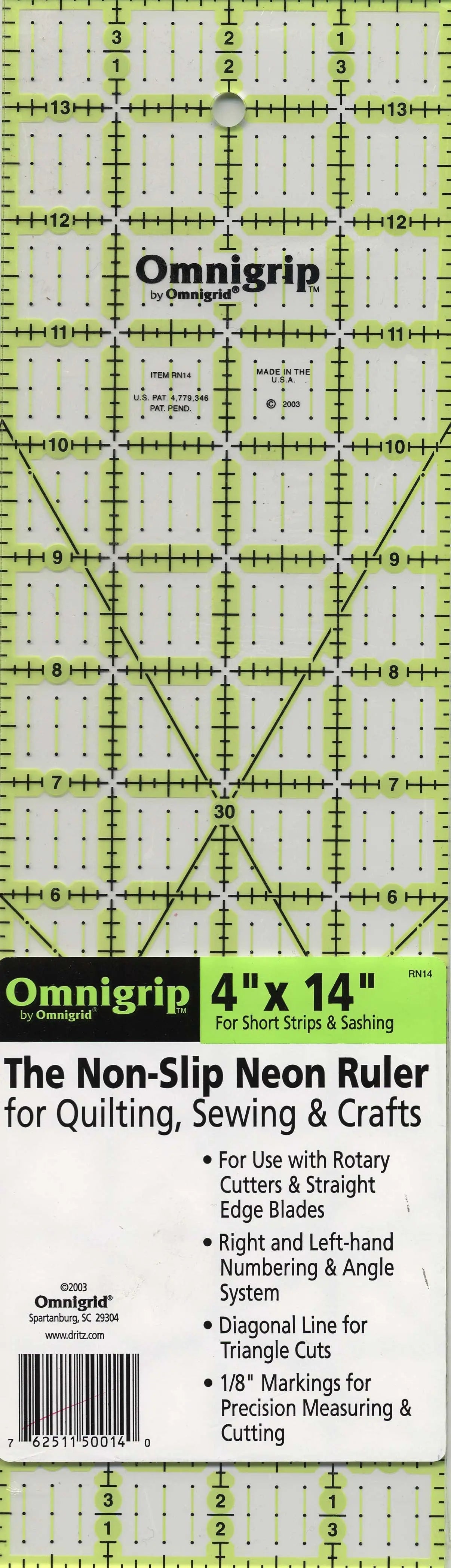 Regla Neon Omnigrid Omnigrip 4in x 14in