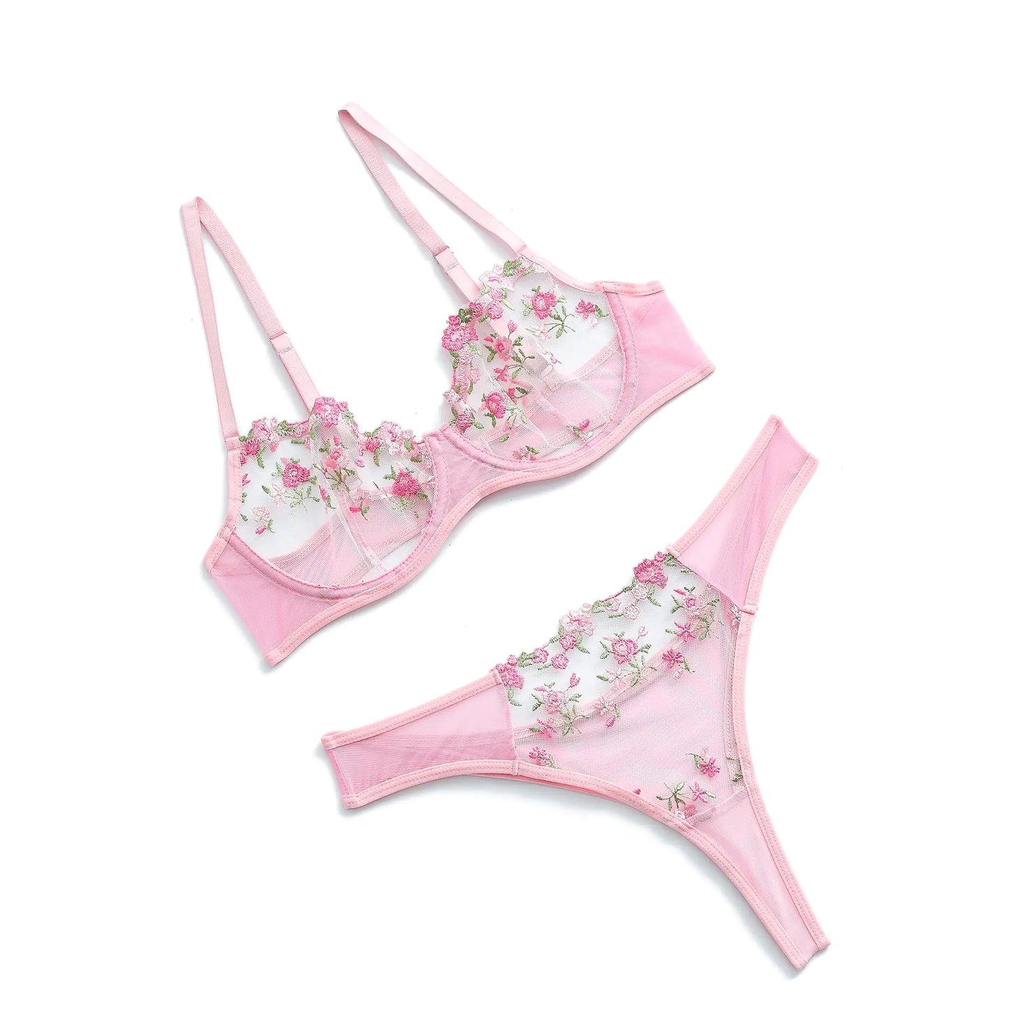Conjunto de Lencería de Bordado Floral Vorixia para Mujeres