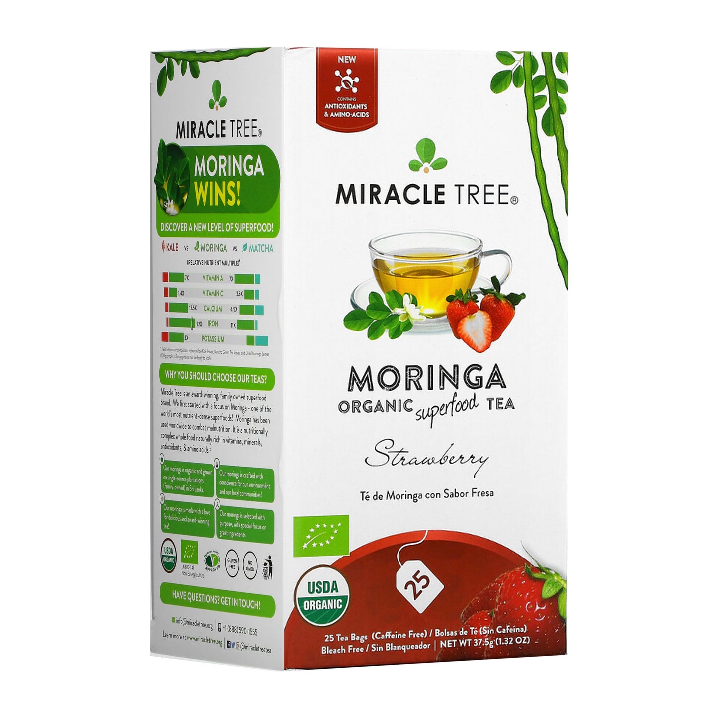 Organic Moringa Tea with Strawberry Flavor