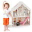 Casa de muñecas DIY semi-abierta con habitaciones simuladas y juego de muebles - Blanco