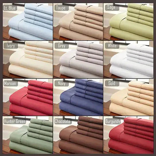 6-Piece Luxury Soft Bamboo Bed Sheet Set - 12 Colors