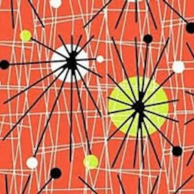Tissu en coton large Orange Atomic Background - Qualité premium