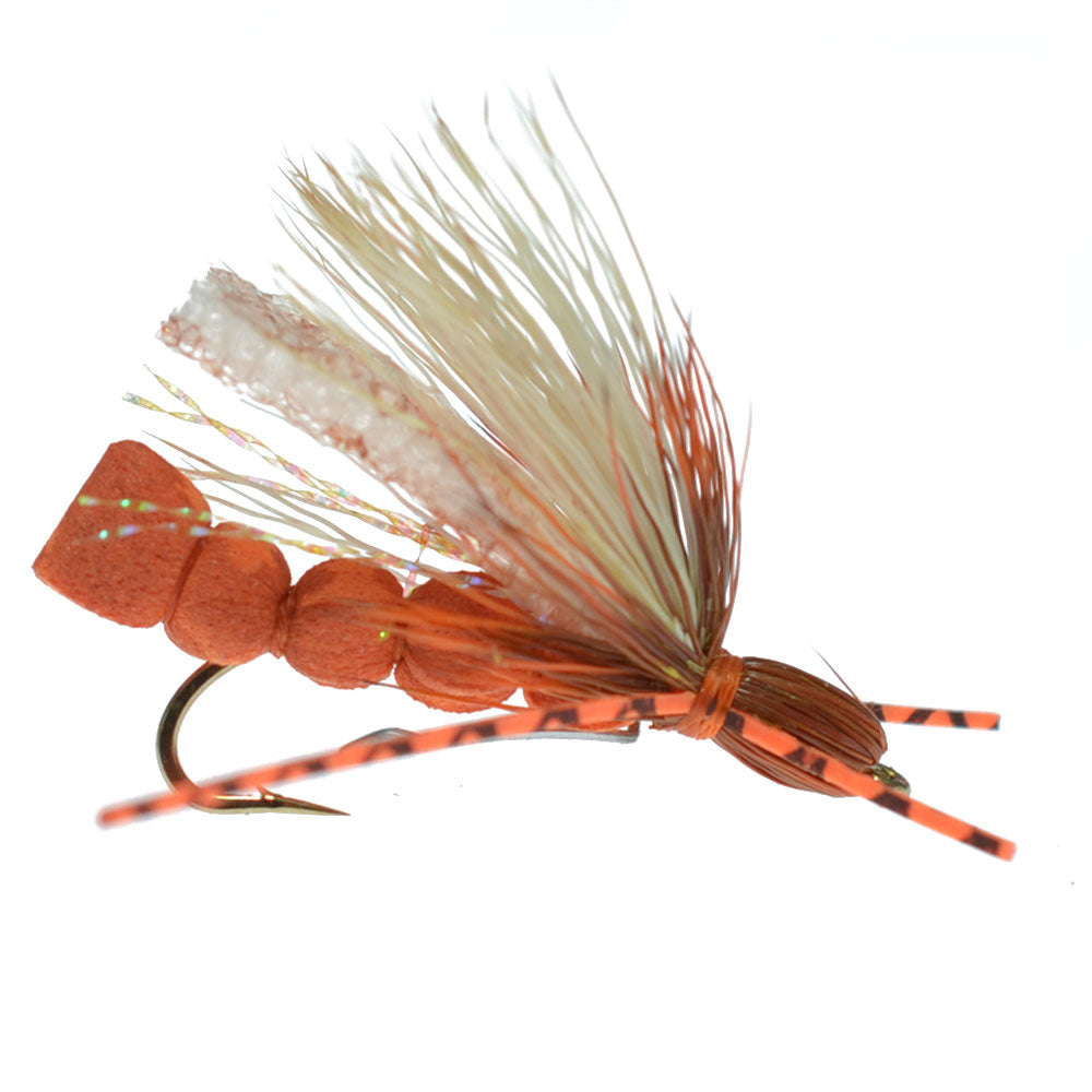 Pierre dorée en mousse orange - Mouche sèche Stonefly - Taille 6 (Pack de 6)