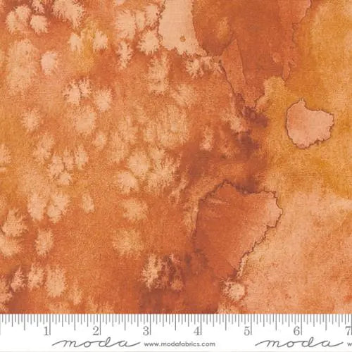 Orange Red Ochre Flow Basic Watercolor Fabric - 44"/45" Per Yard