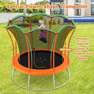 10 Feet Unique Flower Shape Trampoline with Galvanized Steel Frame - Orange