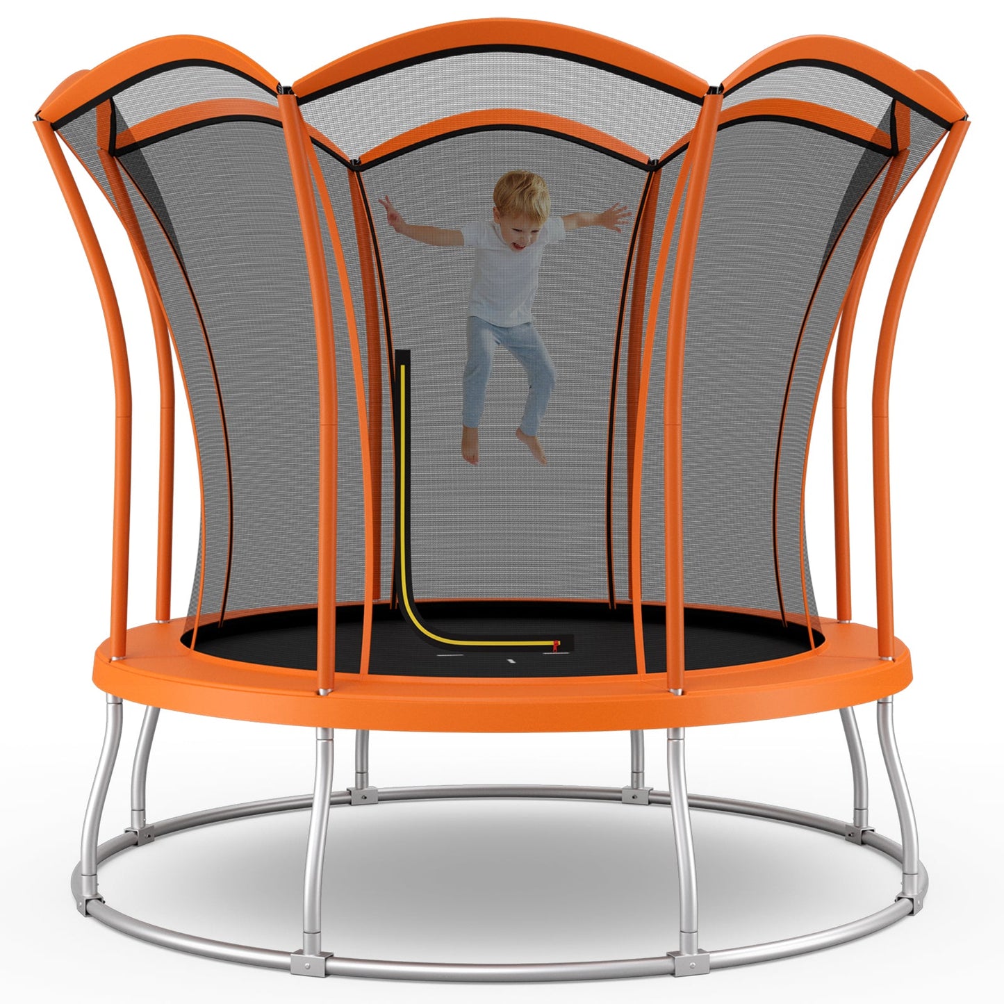 Trampoline en forme de fleur de 8 pieds avec filet de protection - Orange
