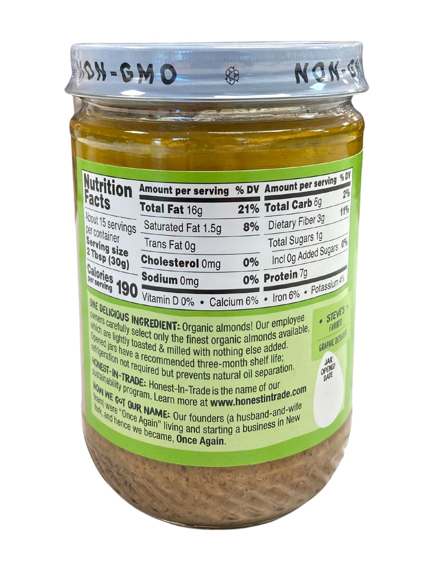 Organic Creamy Almond Butter - Lightly Toasted