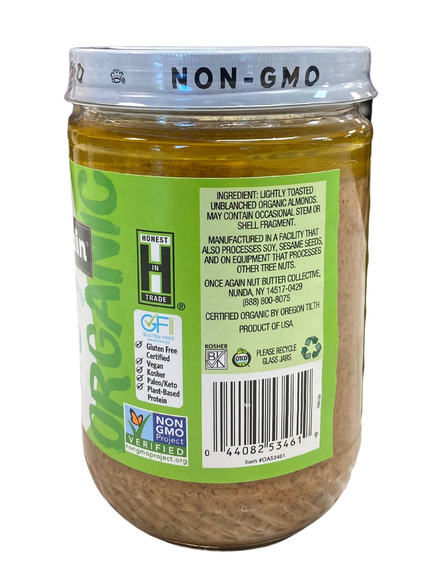 Organic Creamy Almond Butter - Lightly Toasted