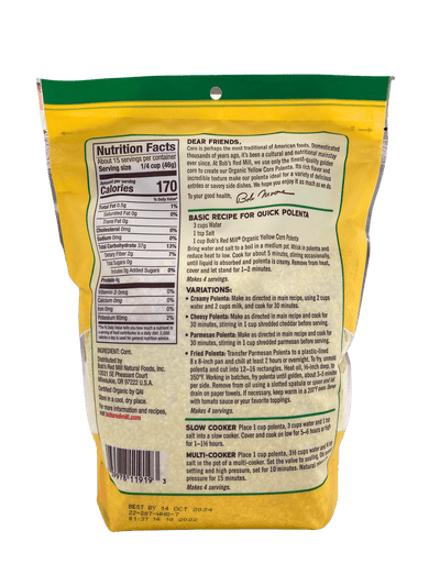 Organic Yellow Corn Grits - Versatile Polenta Base by Bob's Red Mill - Korvel