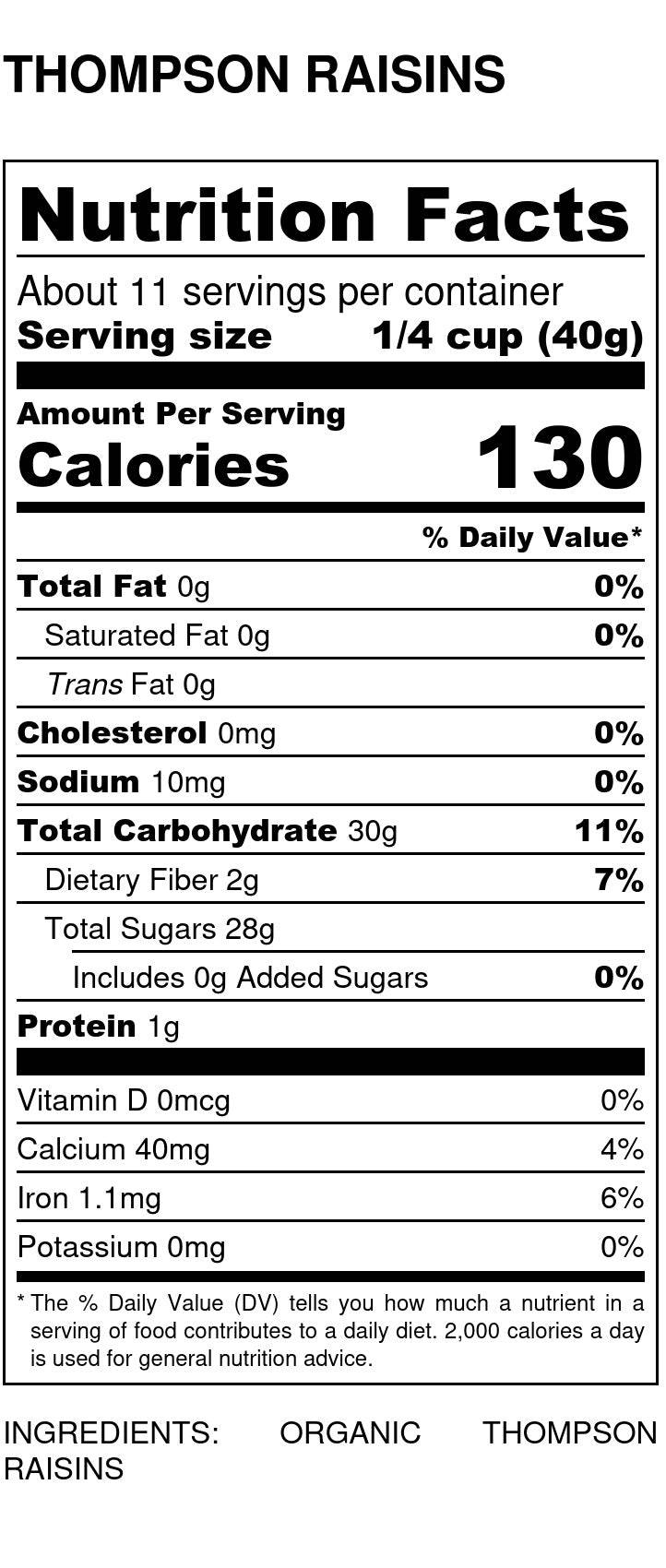 Organic Thompson Raisins – Sweet Sun-Dried Seedless Raisins