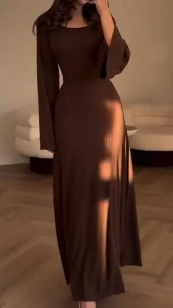 Elegant Long Sleeve Split Dress for Women
