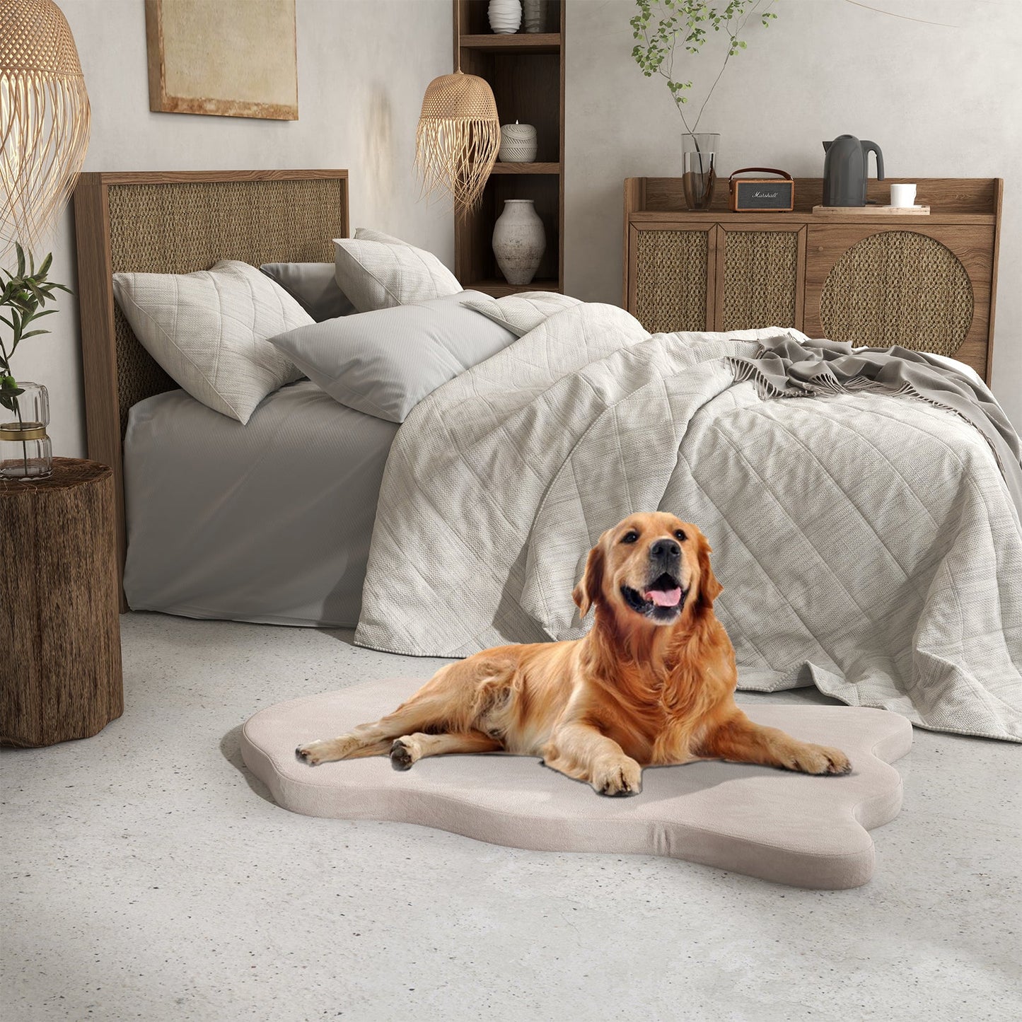 Premium Orthopedic Dog Bed with Memory Foam for Large Dogs - Beige